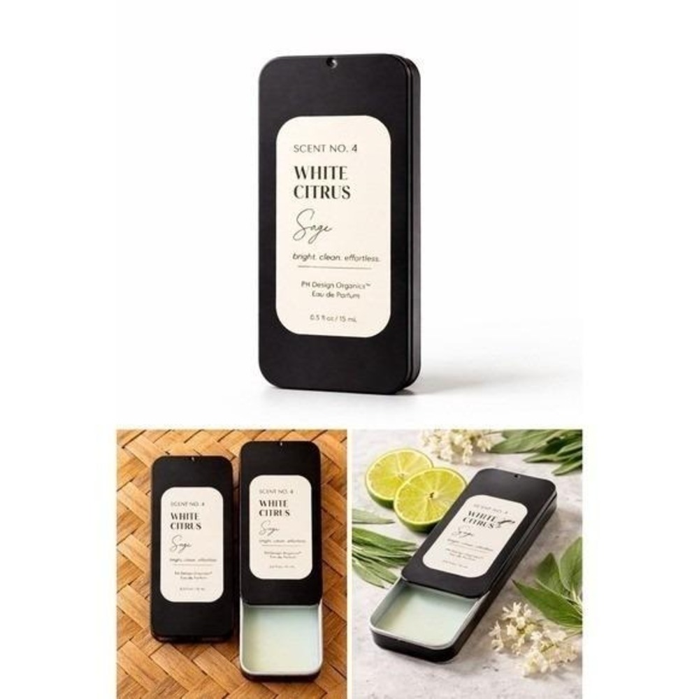 PH Design Organics Scent No 4 White Citrus Sage Solid Perfume 0.5 oz Tin